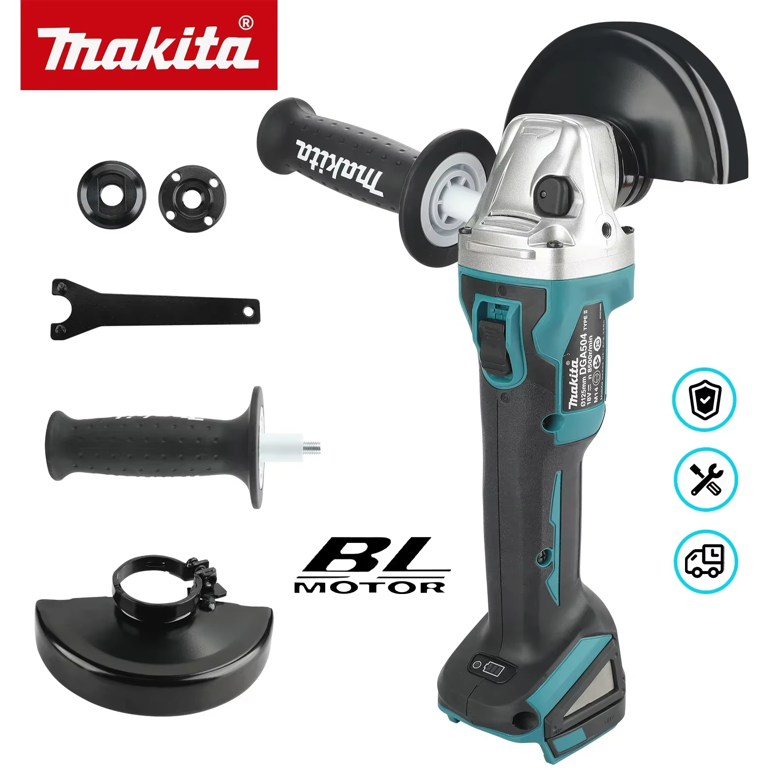 Batterie au lithium sans balais Makita DGA504 18V 6.0Ah 125mm avec plusieurs meuleuses électriques