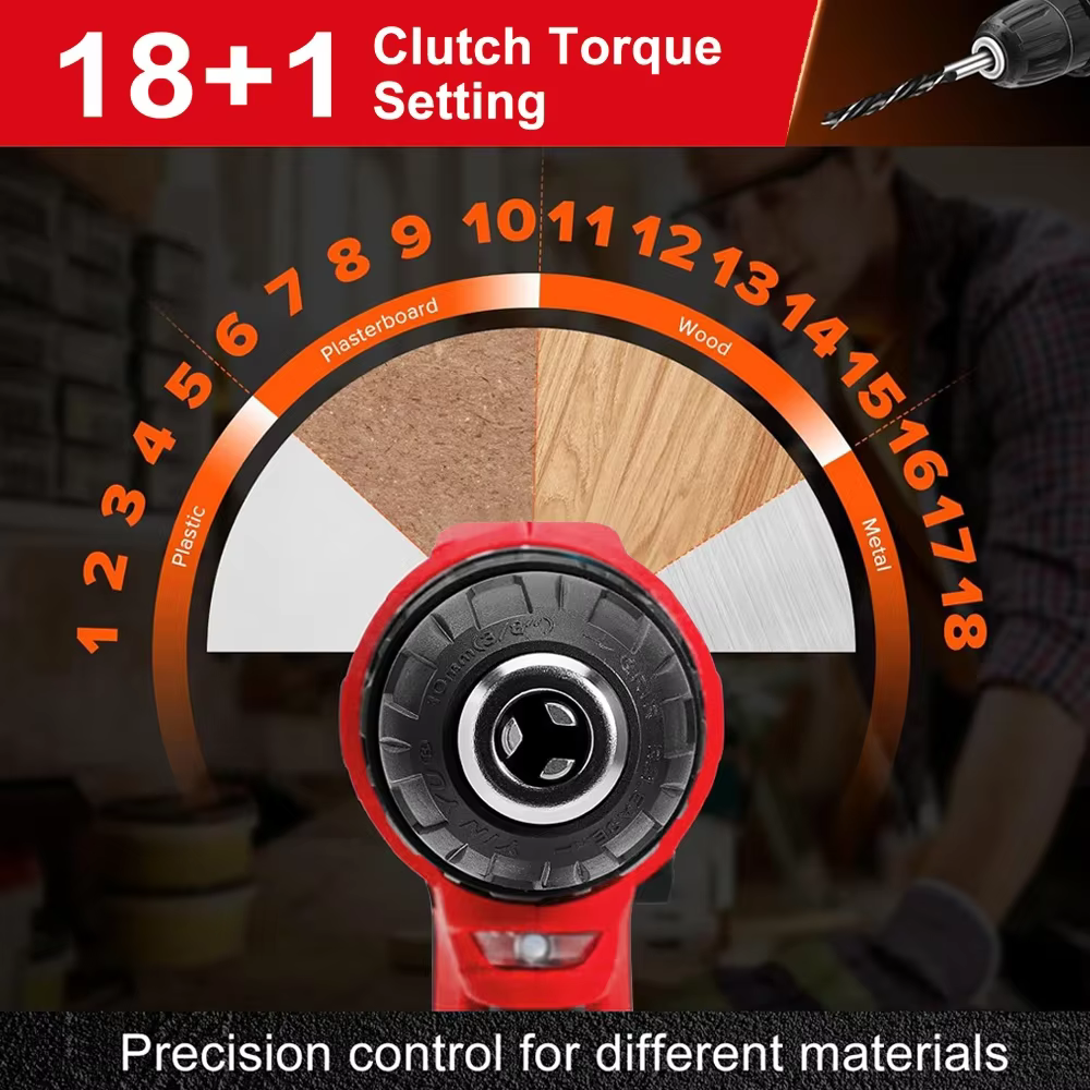 Perceuse-visseuse électrique sans fil EAFC 2 vitesses 60 N.m pour le travail du bois et le bricolage domestique – Kit de contrôle de puissance