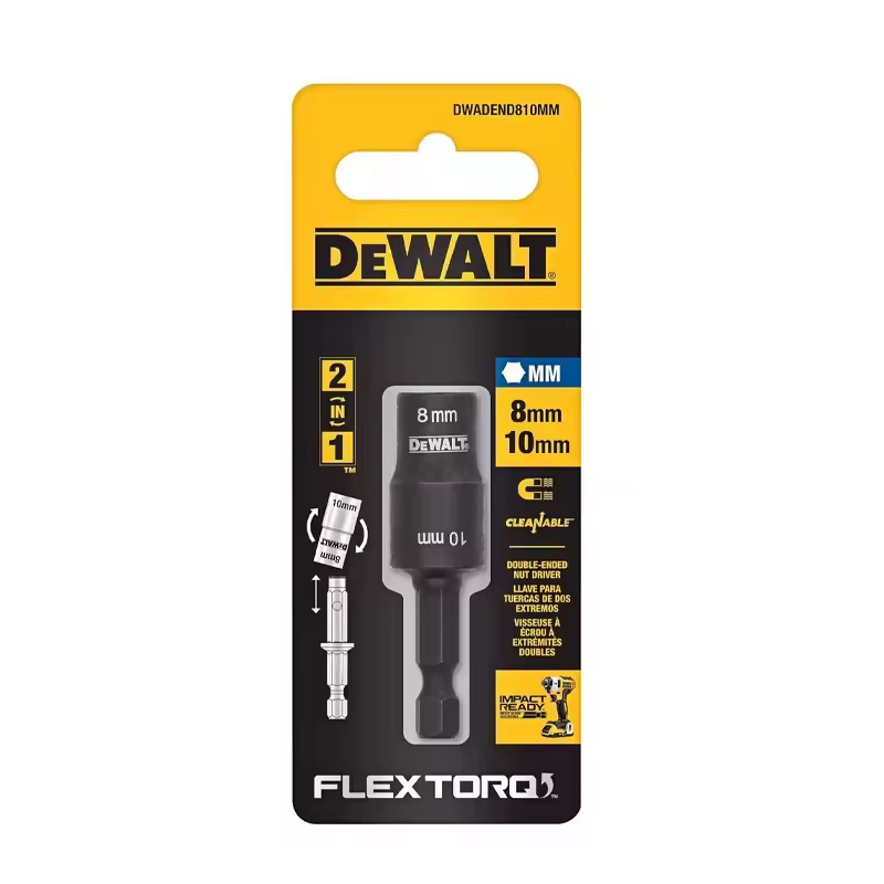 DEWALT DWADEND810MM FLEXTORQ 2in 1 8/10 MM douille Double extrémité écrou pilote Extension courte perceuse à percussion accessoires d'outils électriques