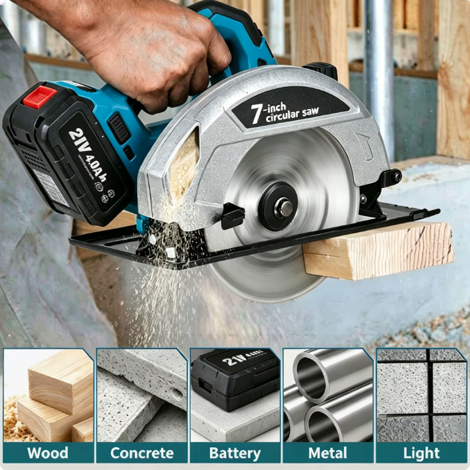 Nouvelle scie circulaire sans balais 4000W 185mm 11000 tr/min avec réglage 0-45° (modèle 2026) ° Batterie Makita 18V