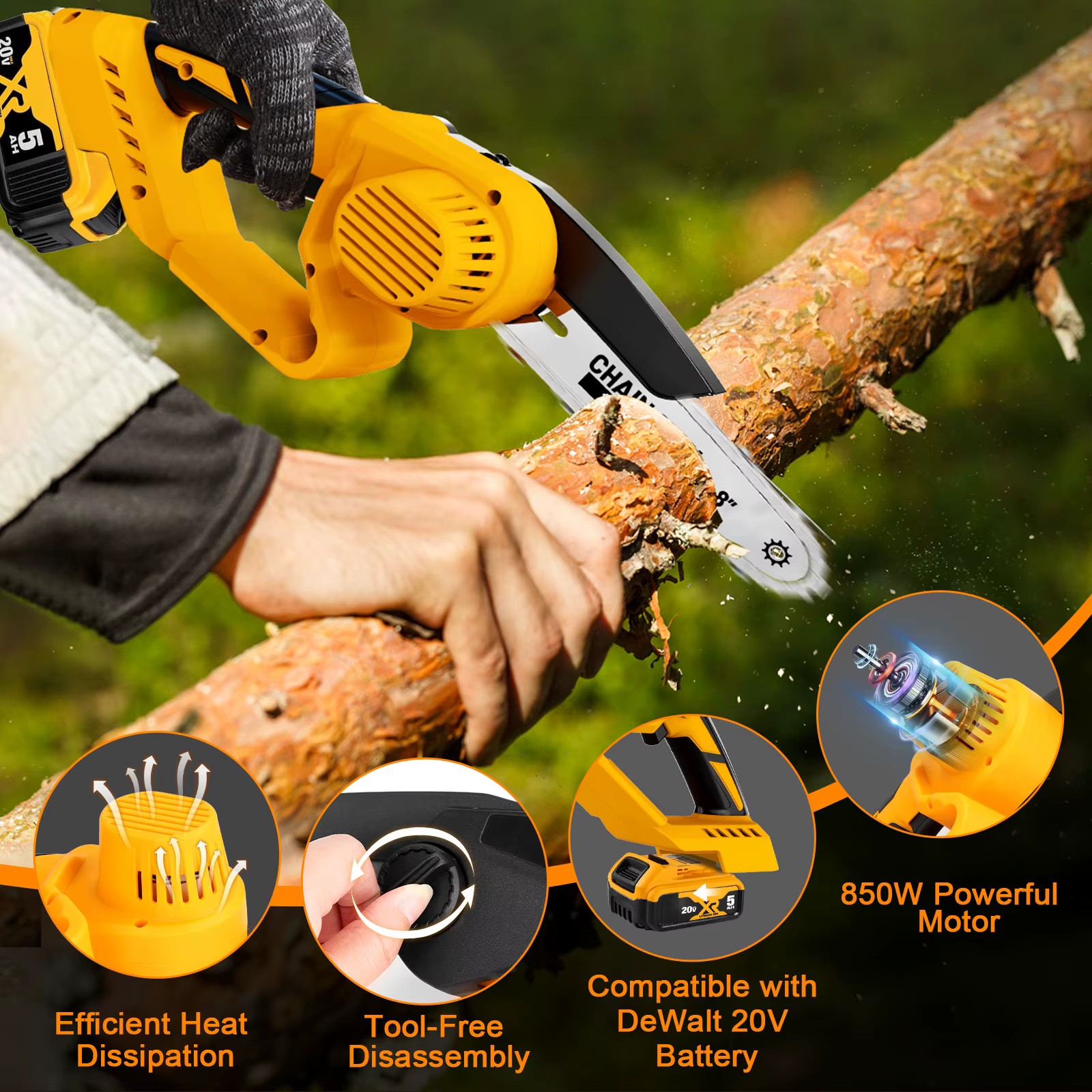 Scie à chaîne sans fil pour batterie Dewalt 20V (sans batterie)