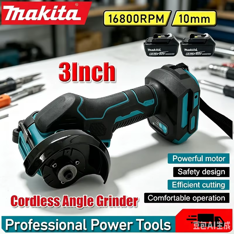 Meuleuse d'angle sans fil Makita de 3 pouces, batterie au lithium, machine de découpe électrique, scie circulaire portative, outil électrique