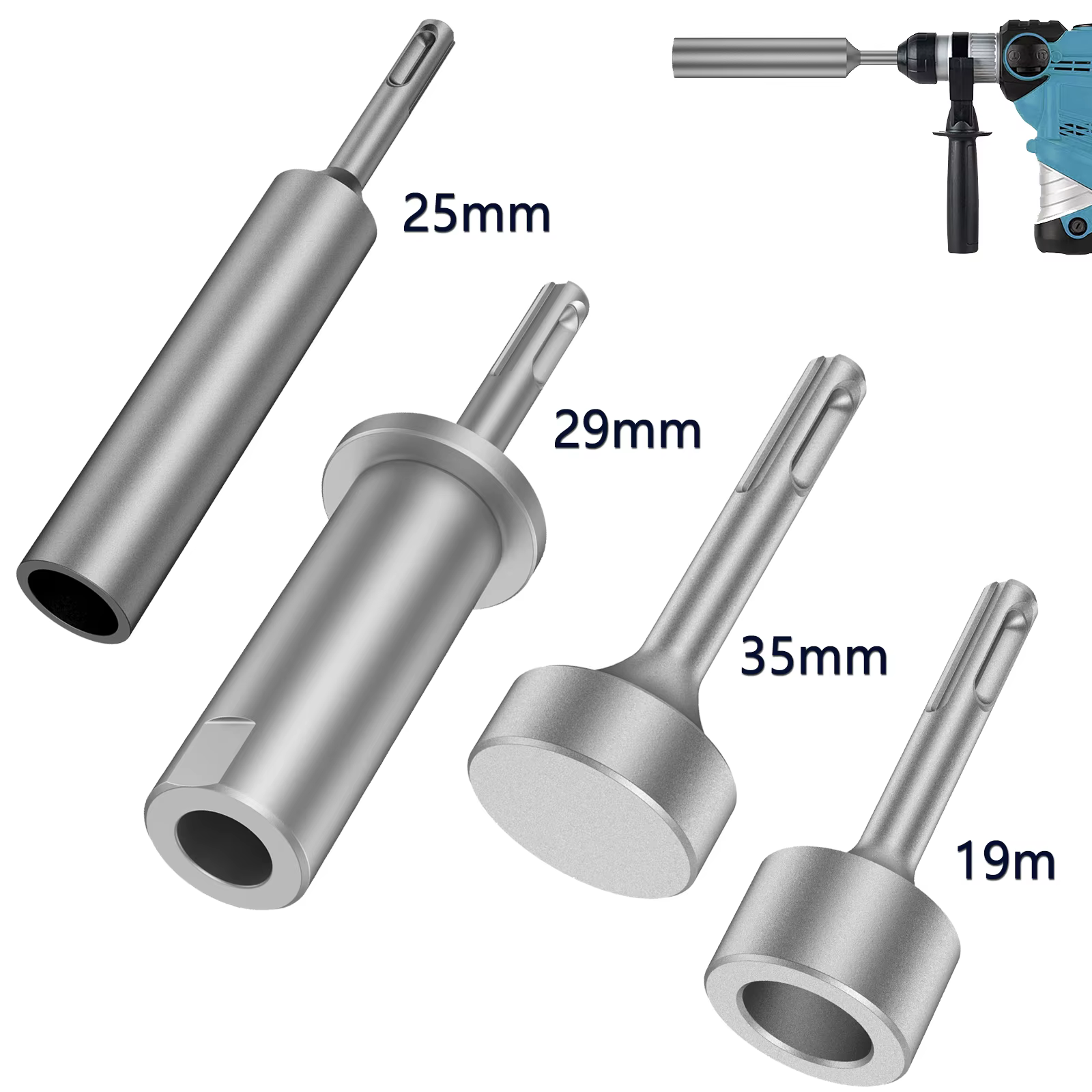 SDS Plus Bits pilote de tige de terre 19/21/25/29/35mm embouts adaptateur