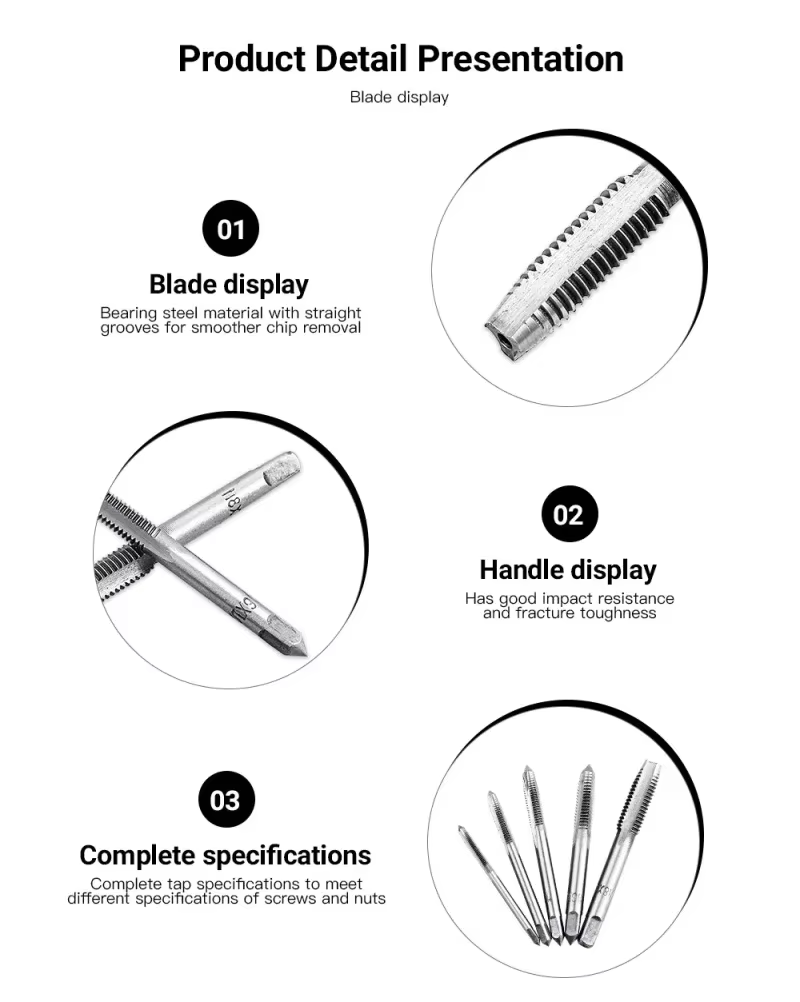 Jeu de perceuses à clé de type T de haute qualité, outils de taraudage manuel, Machine à filetage, foret hélicoïdal M3/M4/M5/M6/M8, jeu de tarauds, outil de bricolage