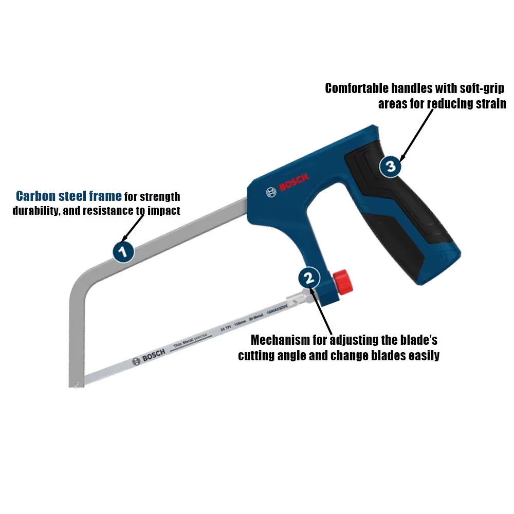 BOSCH – scie à métaux 150/300mm, lame de scie bimétallique à dents fines, poignée antidérapante, pour bricolage à domicile, outil manuel pour couper le métal, les tuyaux en cuivre et le bois