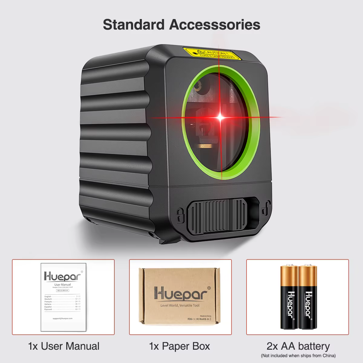 Huepar – niveau Laser à lignes transversales à faisceau rouge