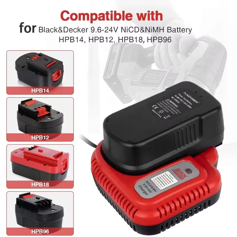 Chargeur de remplacement pour batterie Black & Decker NiCD NiMH 18V 14.4V 12V 9.6V