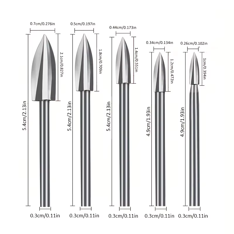 Ensemble de 5 outils de sculpture sur bois - parfaits pour les outils rotatifs