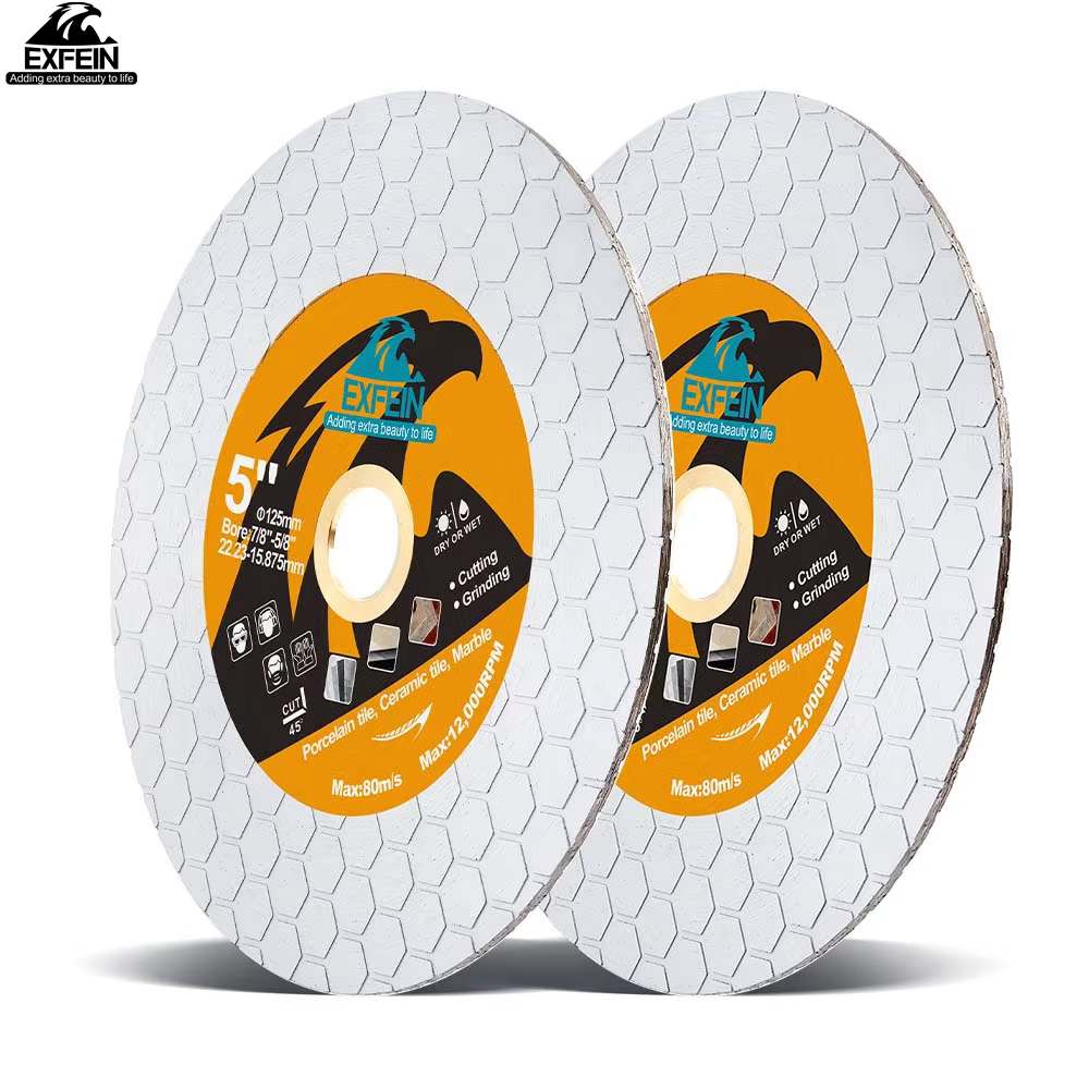 Disque de coupe diamanté EXFEIN 125 mm double face pour carrelage céramique et porcelaine