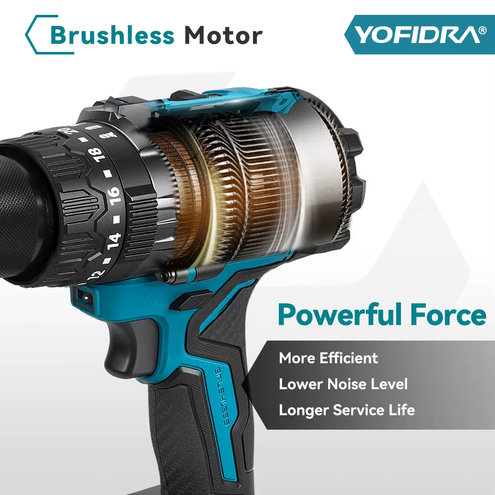 YOFIDRA 900N.M 3200 tr/min perceuse à percussion électrique sans brosse 13mm marteau