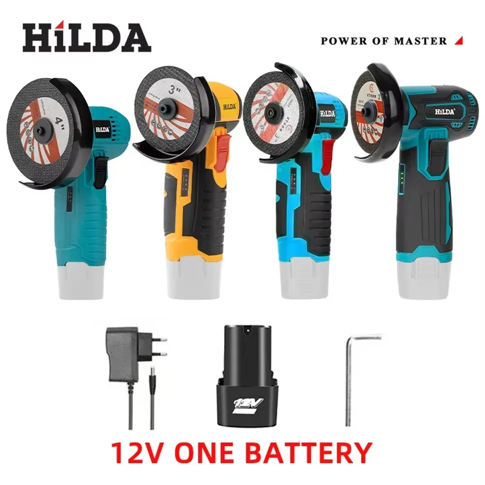 HILDA 12V 3/4 pouces Lithium meuleuse d'angle électrique batterie Rechargeable sans brosse/brossé Machine de polissage Mini Machine de découpe