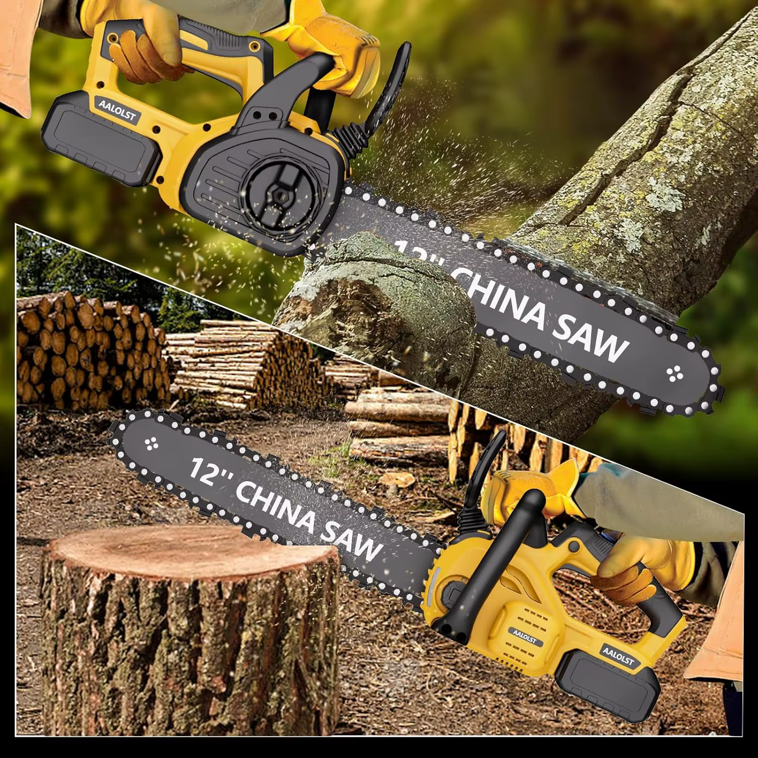 Tronçonneuse électrique portative sans fil de 12 pouces pour la coupe du bois de branche d'arbre pour batterie DeWalt 20v