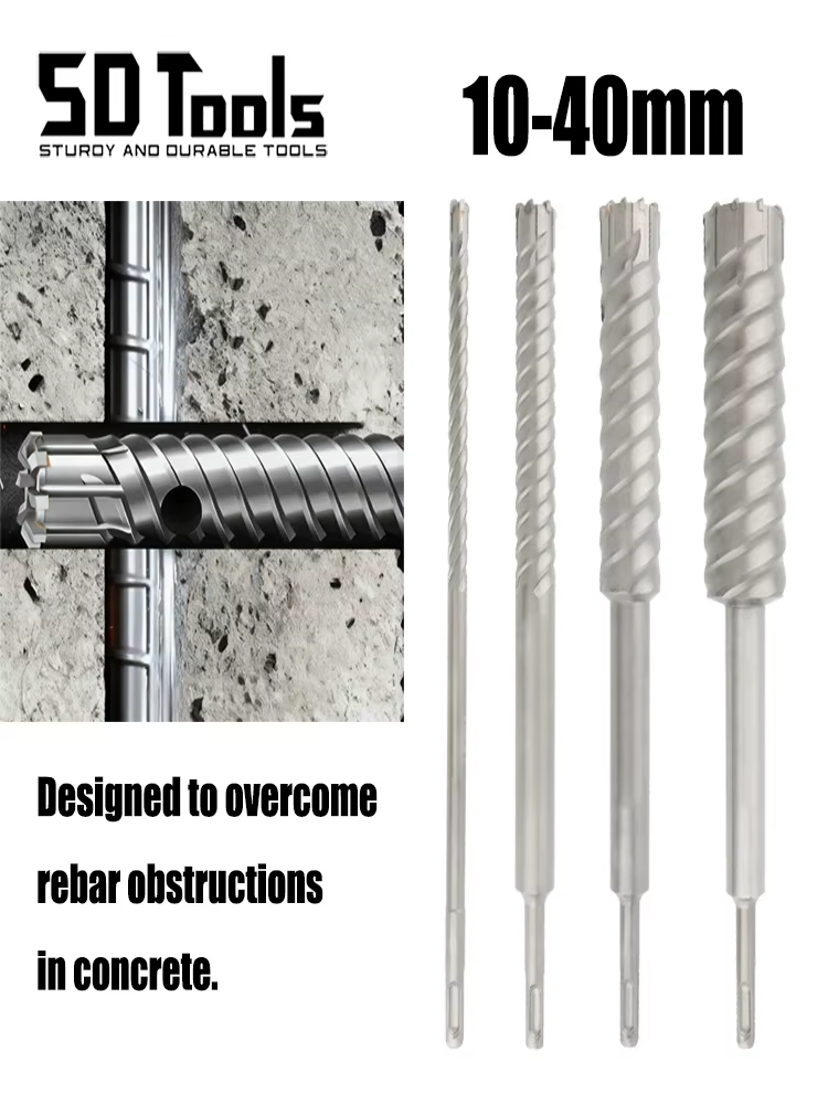 Foret pour béton armé SDS-Plus à tête de lame en alliage dur taille 10-40mm