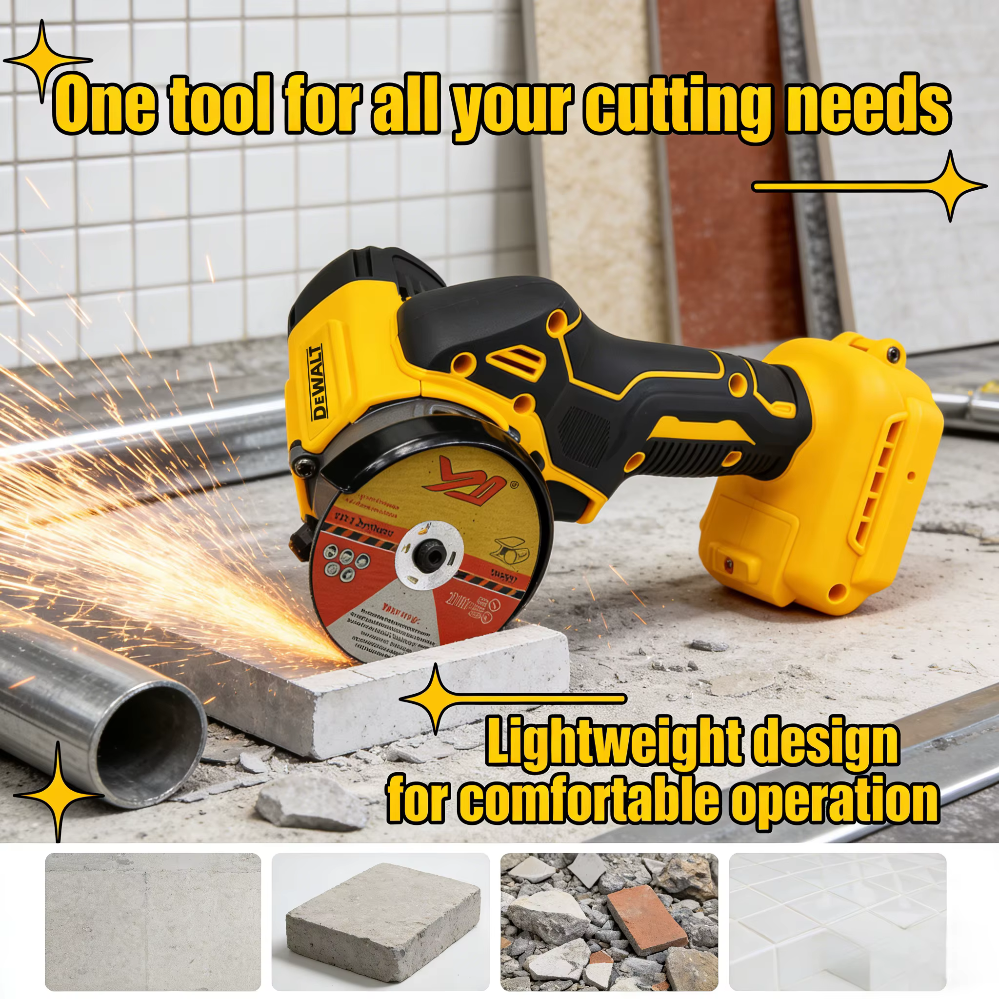 Mini-meuleuse d'angle DEWALT A2UD 20V (3 pouces/76 mm) : Machine de meulage sans fil 20000 tr/min pour découpe et polissage de précision (outil nu)