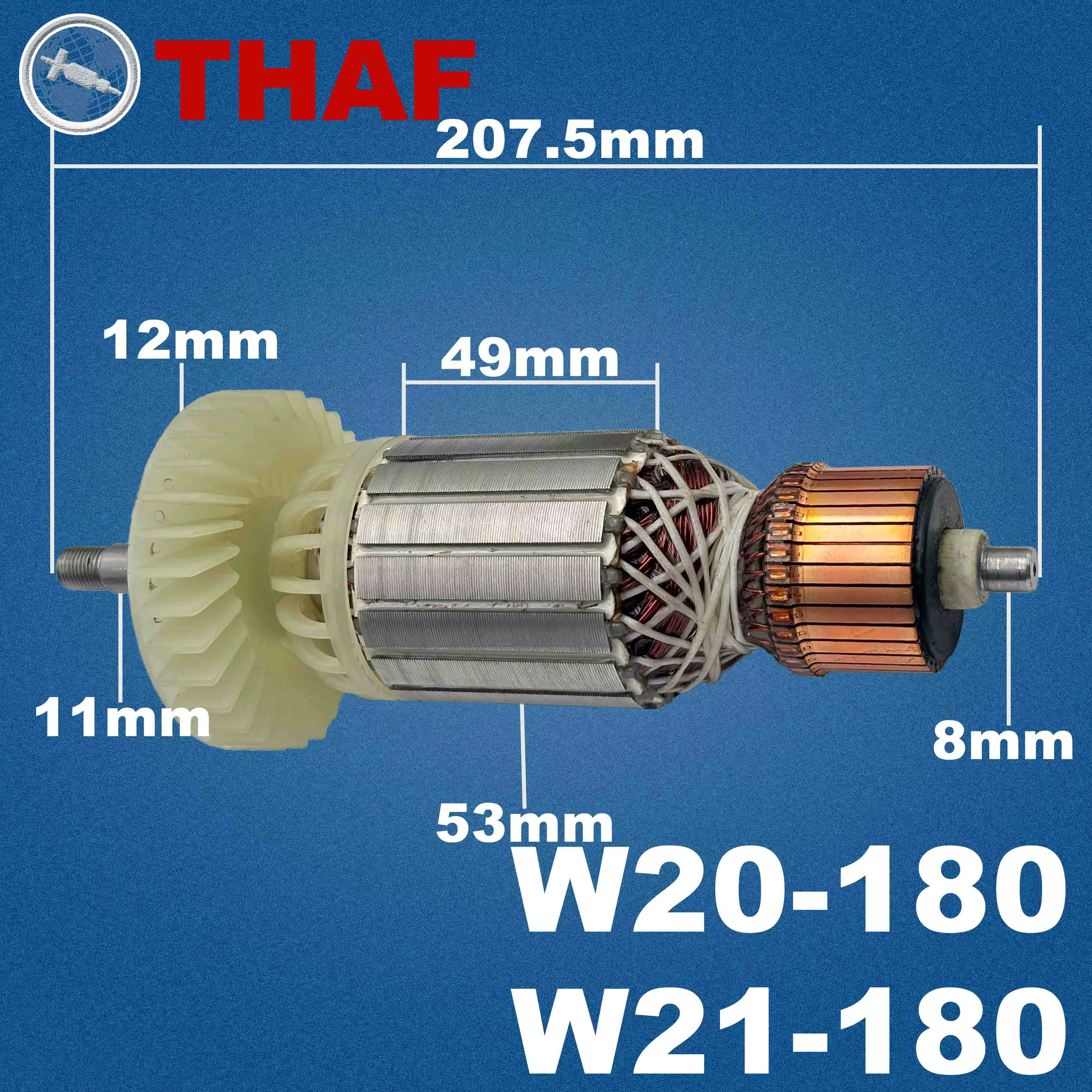 AC 220V 240V W21-180 W20-180 W21-230 W20-230 Induit Rotor pour METABO Meuleuse Angulaire Pièces de rechange