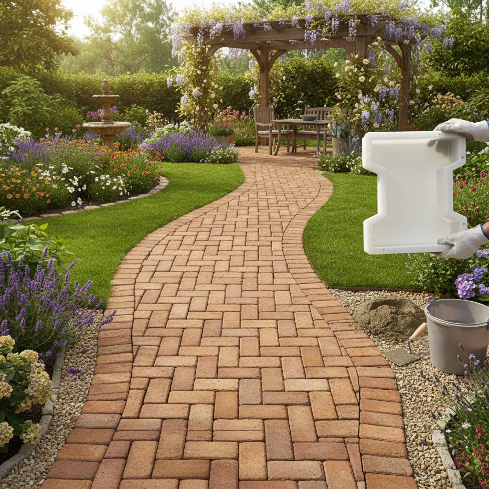 Moule de décoration de jardin en ciment, outil de création de chemins, modèle de traçage pour la fabrication de carreaux de sol de patio extérieur DIY