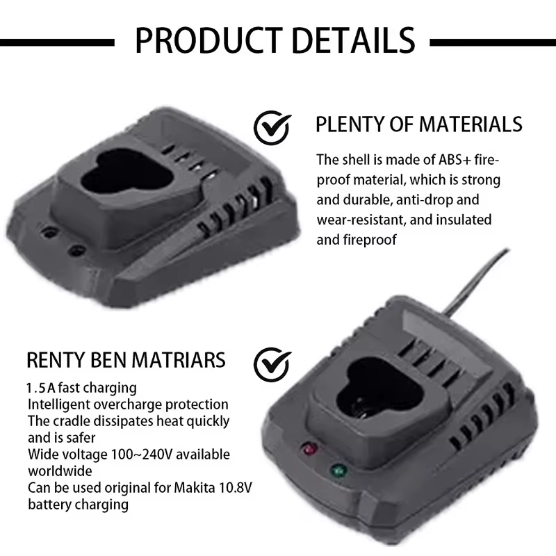 Pour Makita 10.8V 12V BL1013 accessoires de batterie au Lithium BL1014 Li-ion chargeur