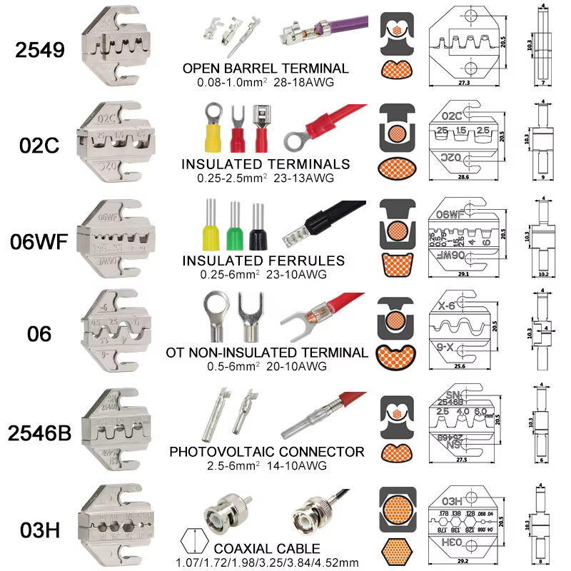 Outils de sertissage pince SN-58B mâchoire Interchangeable pour XH2.54/DuPont2.54/2.8/4.8/6.3/Non isolé/bornes de virole cliquet