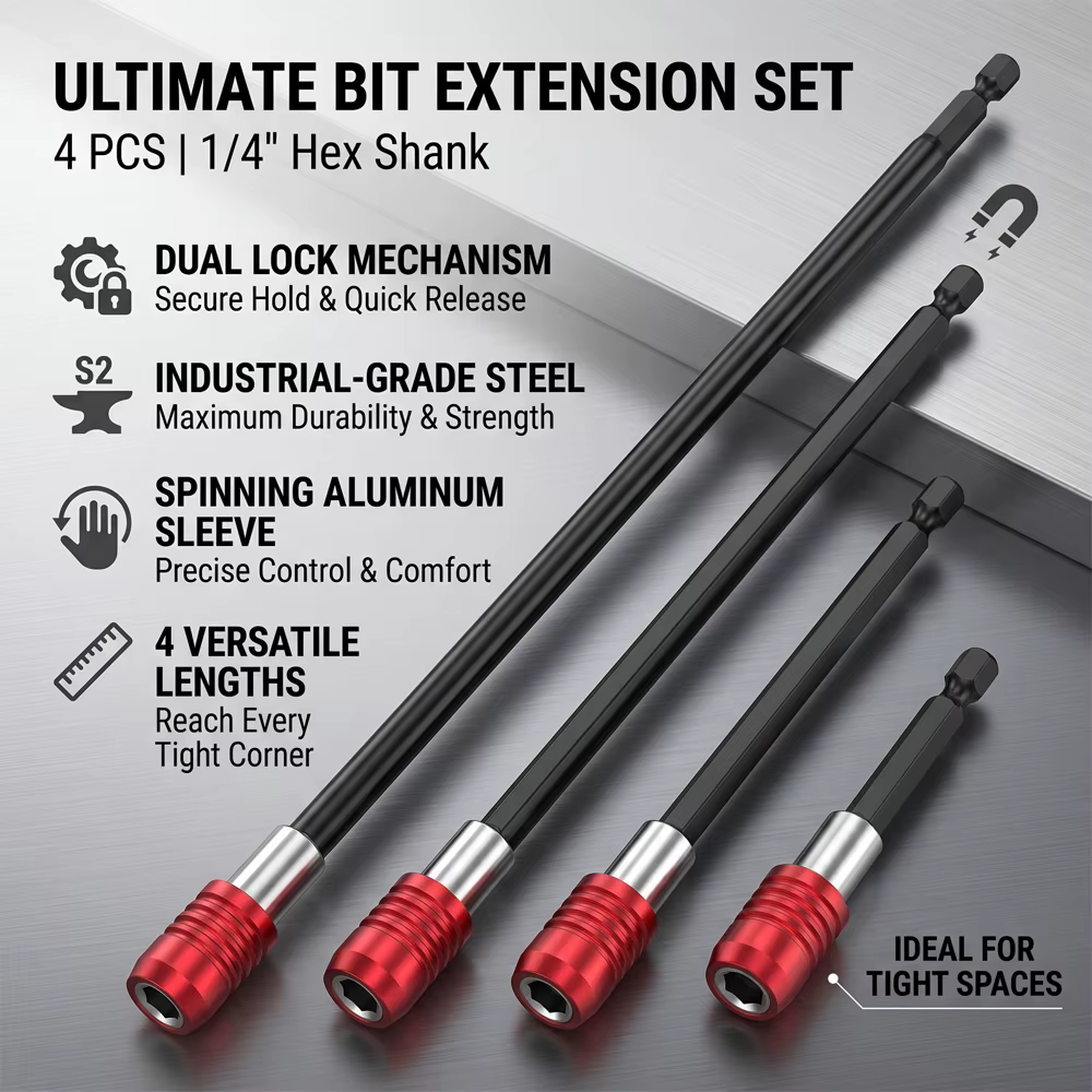 Kit d'extension magnétique pour embouts de perceuse