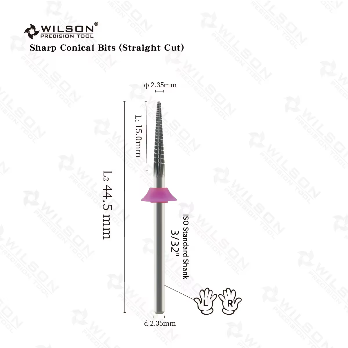 Embouts coniques affûtés WILSON (coupes droites et croisées) - Outils de coupe pour manucure