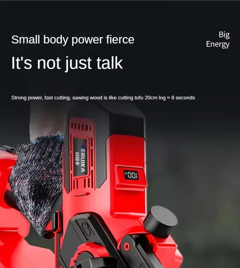 Tronçonneuse sans fil compacte 110 V/220 V avec batterie au lithium pour la coupe d'arbres et le travail du bois BDC