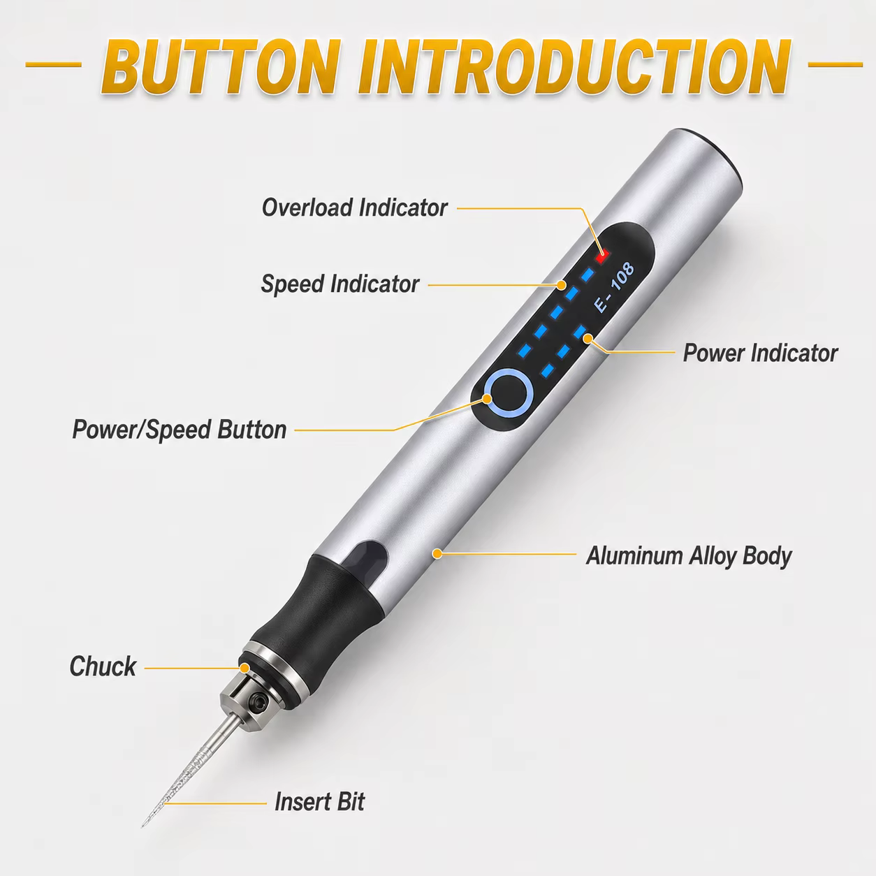 Stylo de gravure miniature rechargeable USB TOOLTOS 18000 tr/min