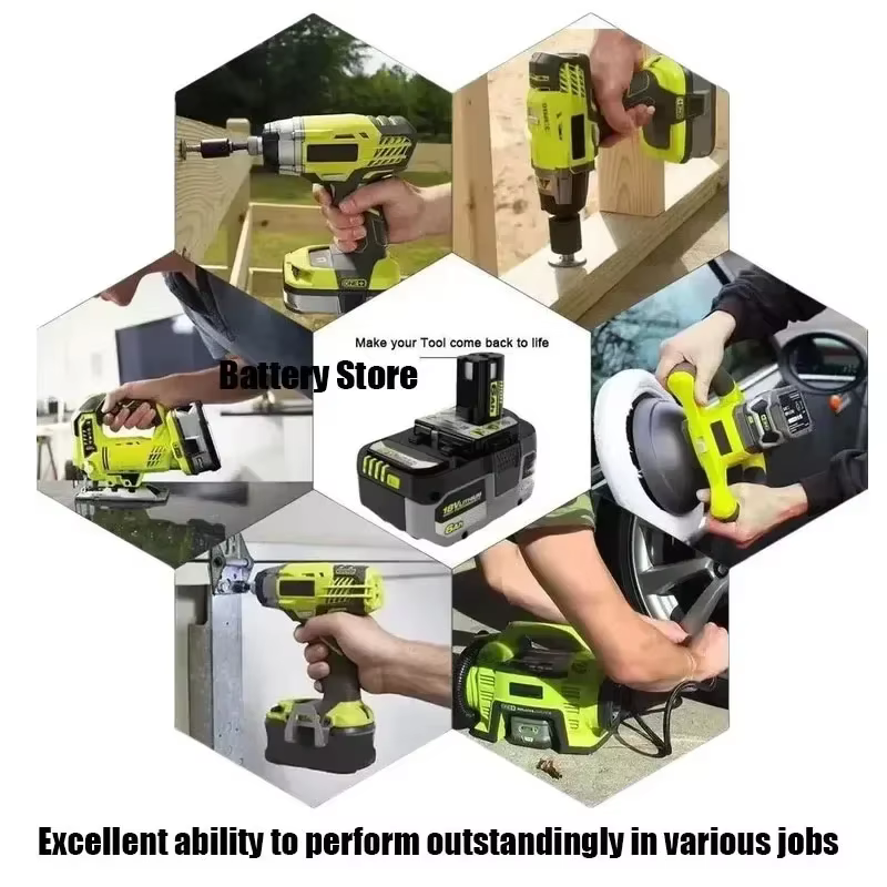 Batterie au lithium haute performance RYOBI 18V sans effet mémoire et à faible autodécharge pour tous les outils P104, P107 P108 P109