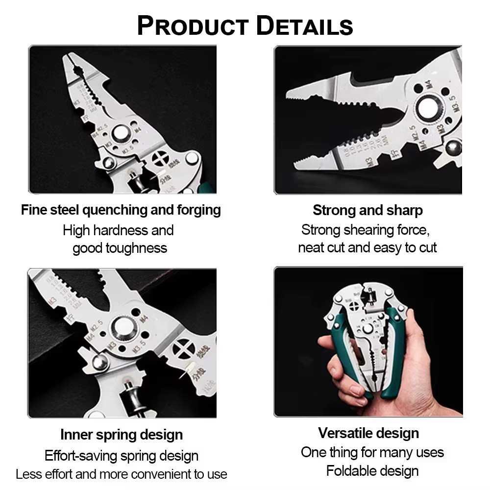 Pince multifonctionnelle pliable pour électricien