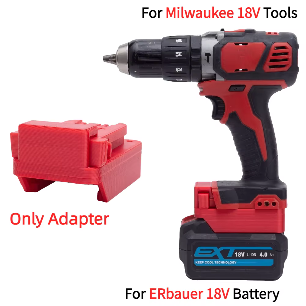 Adaptateur/convertisseur pour batterie Li-ion ERbauer 18V vers Ryobi ONE +/Bosch/Makita/Dewalt/Parkside X20V/Milwaukee