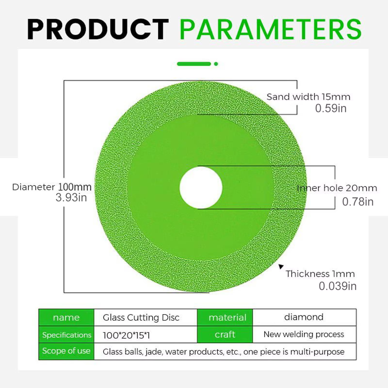 Disque de coupe diamant pour verre et carrelage