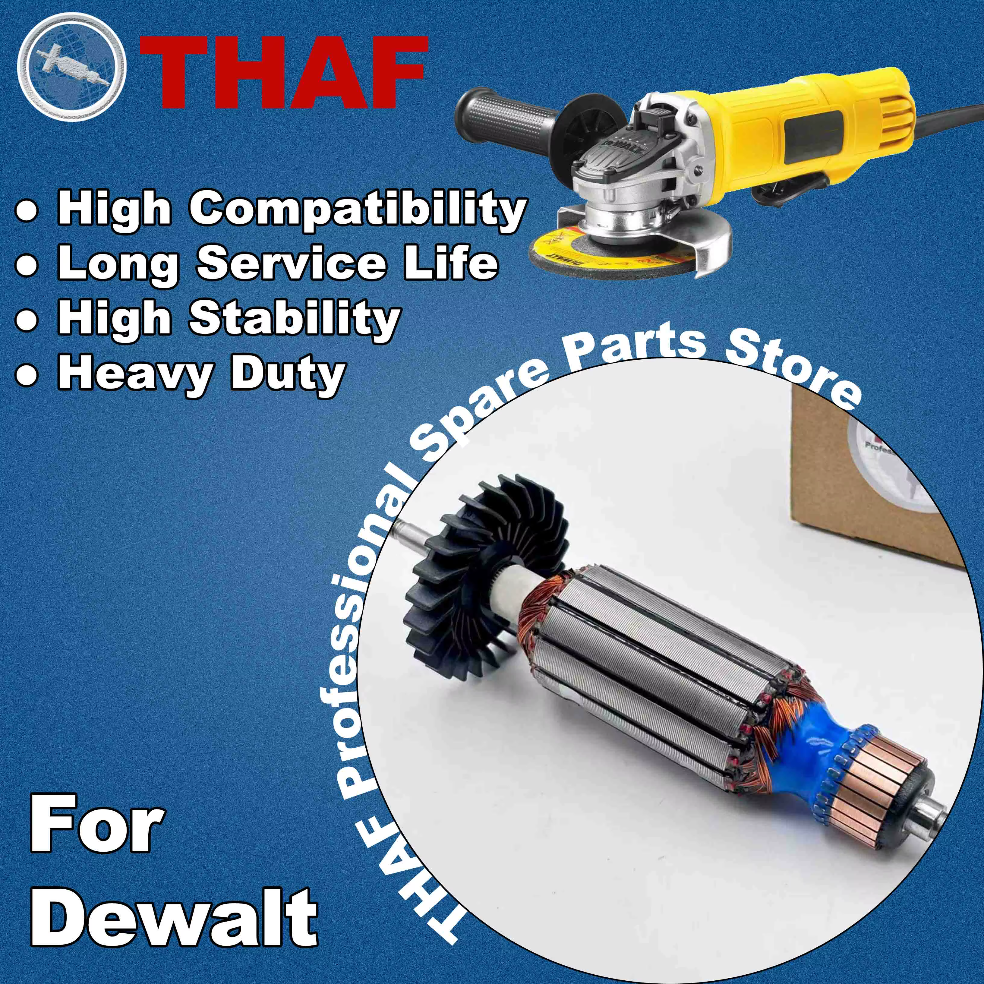 AC 220V 240V DWE8210S DWE8200S DWE8200T DWE8212S Induit Rotor pour DEWALT Meuleuse Angulaire Pièces de rechange